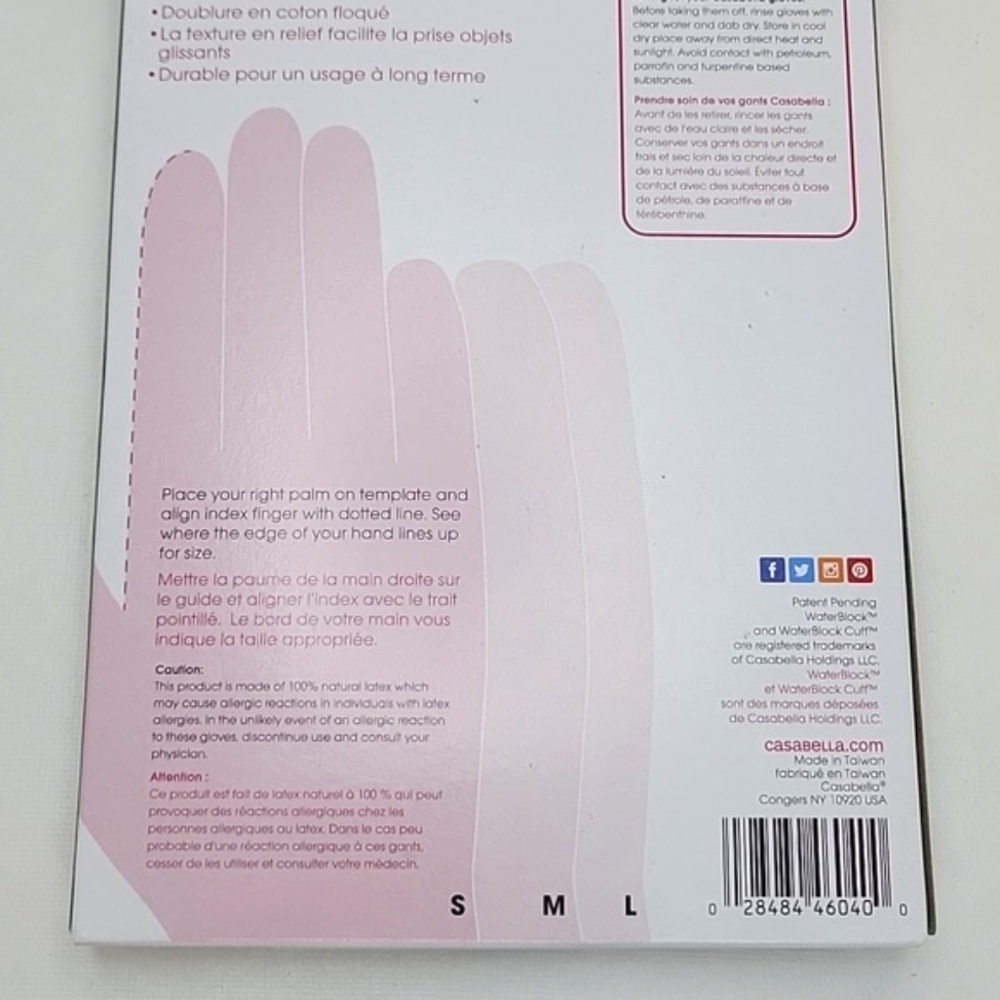 2pr Casabella WaterBlock Double Cuff Latex Cleaning Dishwashing Gloves, S or M - Picture 4 of 7